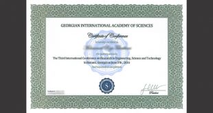 Certificate Issuing from Georgian International Academy of Sciences by Attitude of Pioneer Thinkers Photo